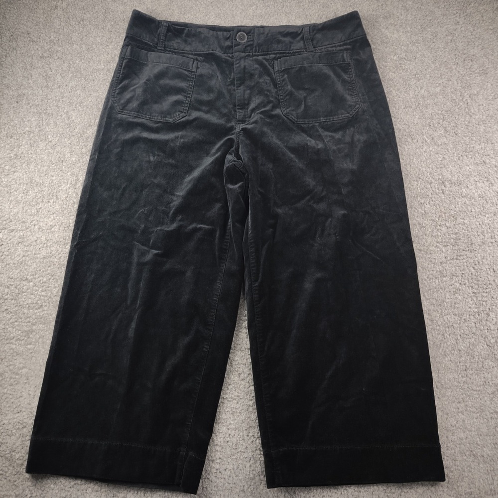 Maeve Pants Sz 18W The Colette Black Velvet Wide Leg Cropped EUC